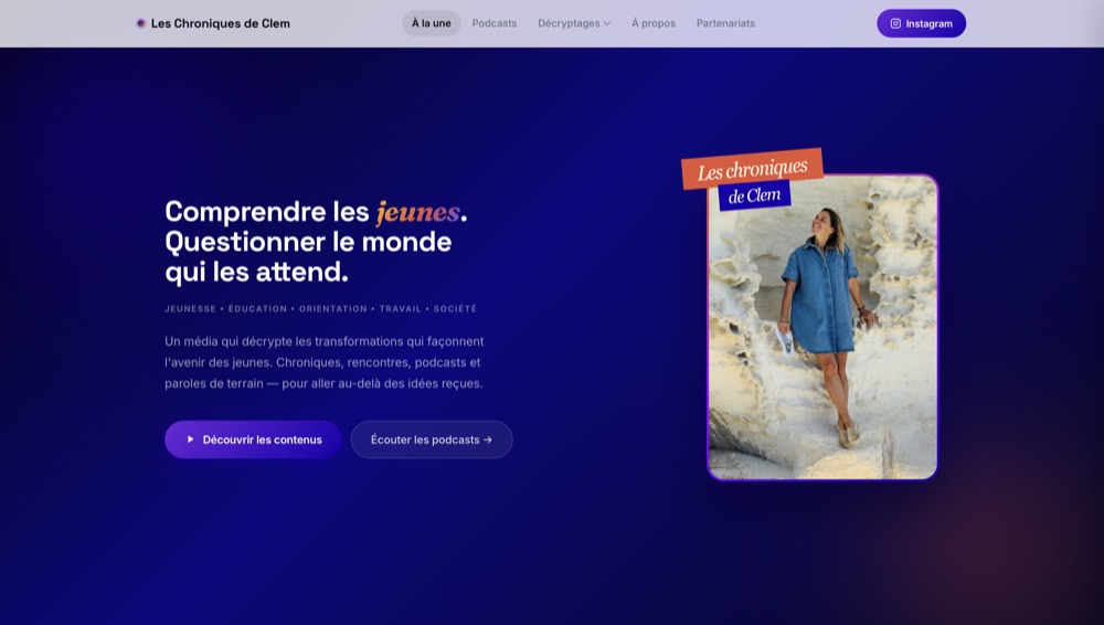 Page d'accueil du site leschroniquesdeclem.fr
