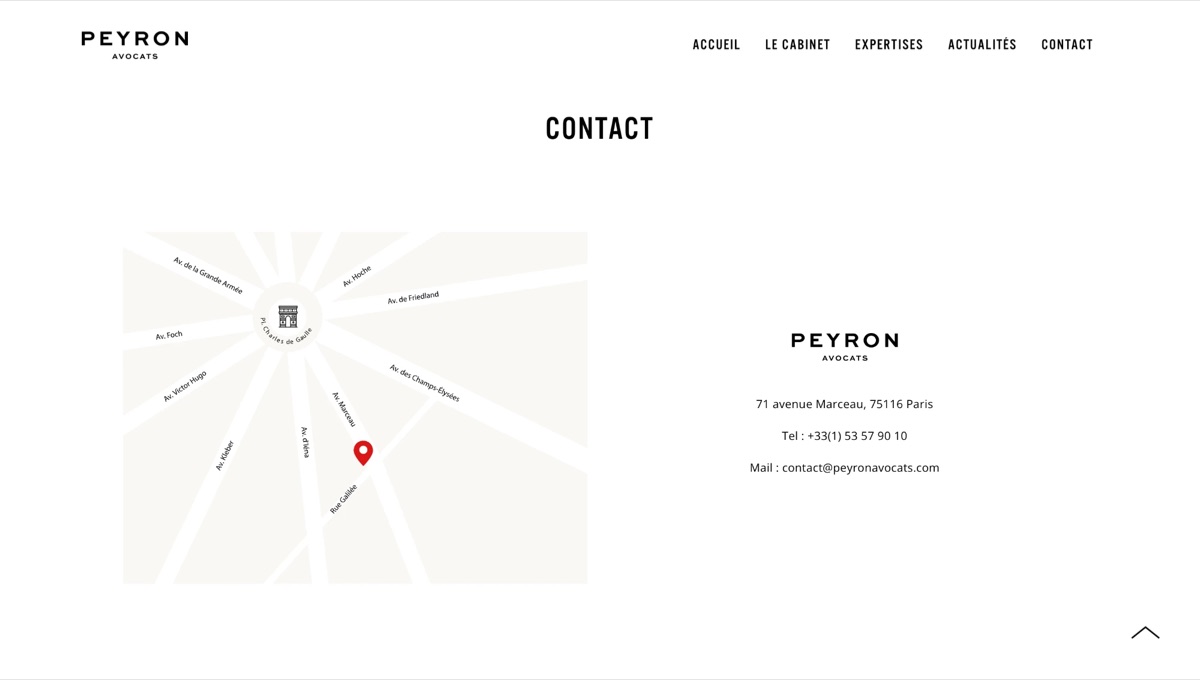 Page contact du site peyronavocats.com